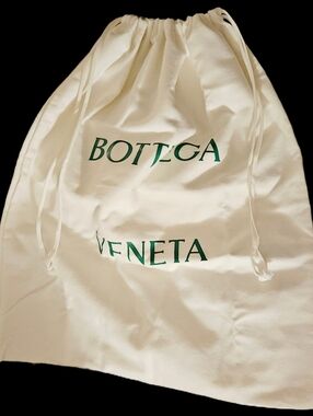 NEW XL Bottega Veneta Green White Drawstring Dust Bag Handbag Storage Tote Cover